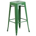 Flash Furniture 30H Backless Green Metal Indoor/Outdoor Barstool, Square Seat (CH3132030GN)