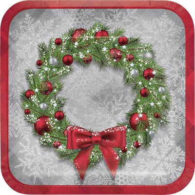 Creative Converting Christmas Wreath Paper Plates, 9 diameter, 8 pack (324148)