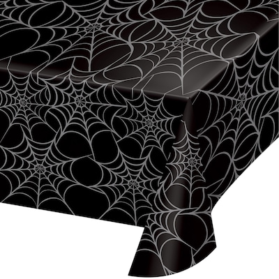 Creative Converting Silver Web Plastic Tablecloth, 54 x 108 (720511)