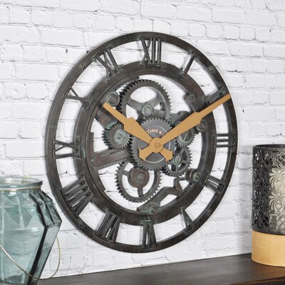 FirsTime Oxidized Gears 15"H Metallic Teal Wall Clock (25688)