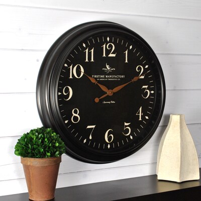 FirsTime Belmont Black 17.5"H Black Wall Clock (99512)