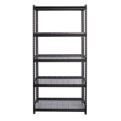 Iron Horse 2300 lb. Wire Rivet Series 5-Shelf Metal/Wire Deck Shelving Unit, 36W, Black (22130)