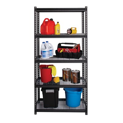 Iron Horse 2300 lb. Wire Rivet Series 5-Shelf Metal/Wire Deck Shelving Unit, 36"W, Black (22130)