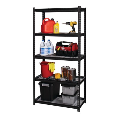 Iron Horse 2300 lb. Wire Rivet Series 5-Shelf Metal/Wire Deck Shelving Unit, 36"W, Black (22130)