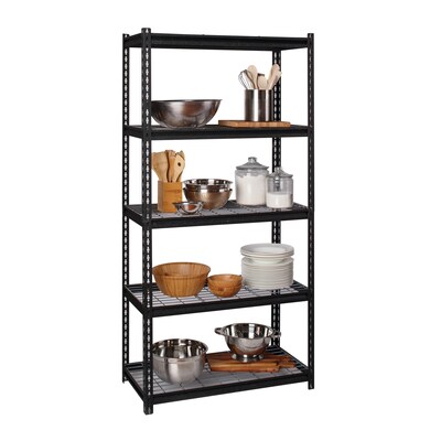 Iron Horse 2300 lb. Wire Rivet Series 5-Shelf Metal/Wire Deck Shelving Unit, 36"W, Black (22130)