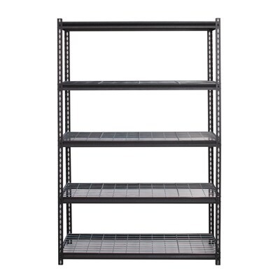 Iron Horse 2300 lb. Wire Rivet Series 5-Shelf Metal/Wire Deck Shelving Unit, 48"W, Black (22131)