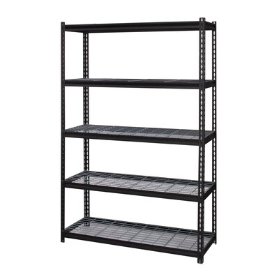 Iron Horse 2300 lb. Wire Rivet Series 5-Shelf Metal/Wire Deck Shelving Unit, 48"W, Black (22131)