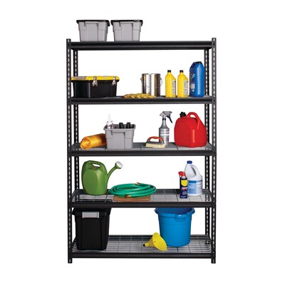 Iron Horse 2300 lb. Wire Rivet Series 5-Shelf Metal/Wire Deck Shelving Unit, 48"W, Black (22131)