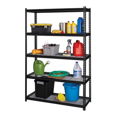 Iron Horse 2300 lb. Wire Rivet Series 5-Shelf Metal/Wire Deck Shelving Unit, 48"W, Black (22131)