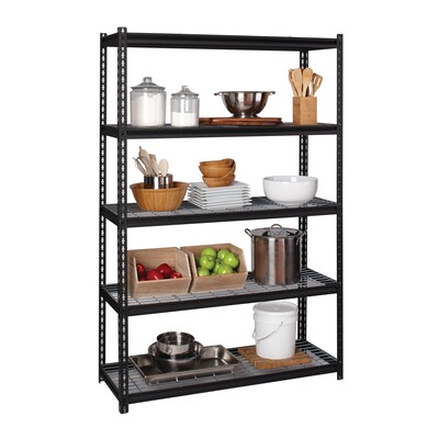 Iron Horse 2300 lb. Wire Rivet Series 5-Shelf Metal/Wire Deck Shelving Unit, 48"W, Black (22131)