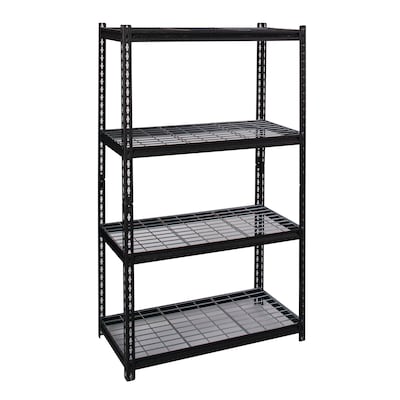 Iron Horse 2300 lb. Wire Rivet Series 4-Shelf Metal/Wire Deck Shelving Unit, 36W, Black (22129)