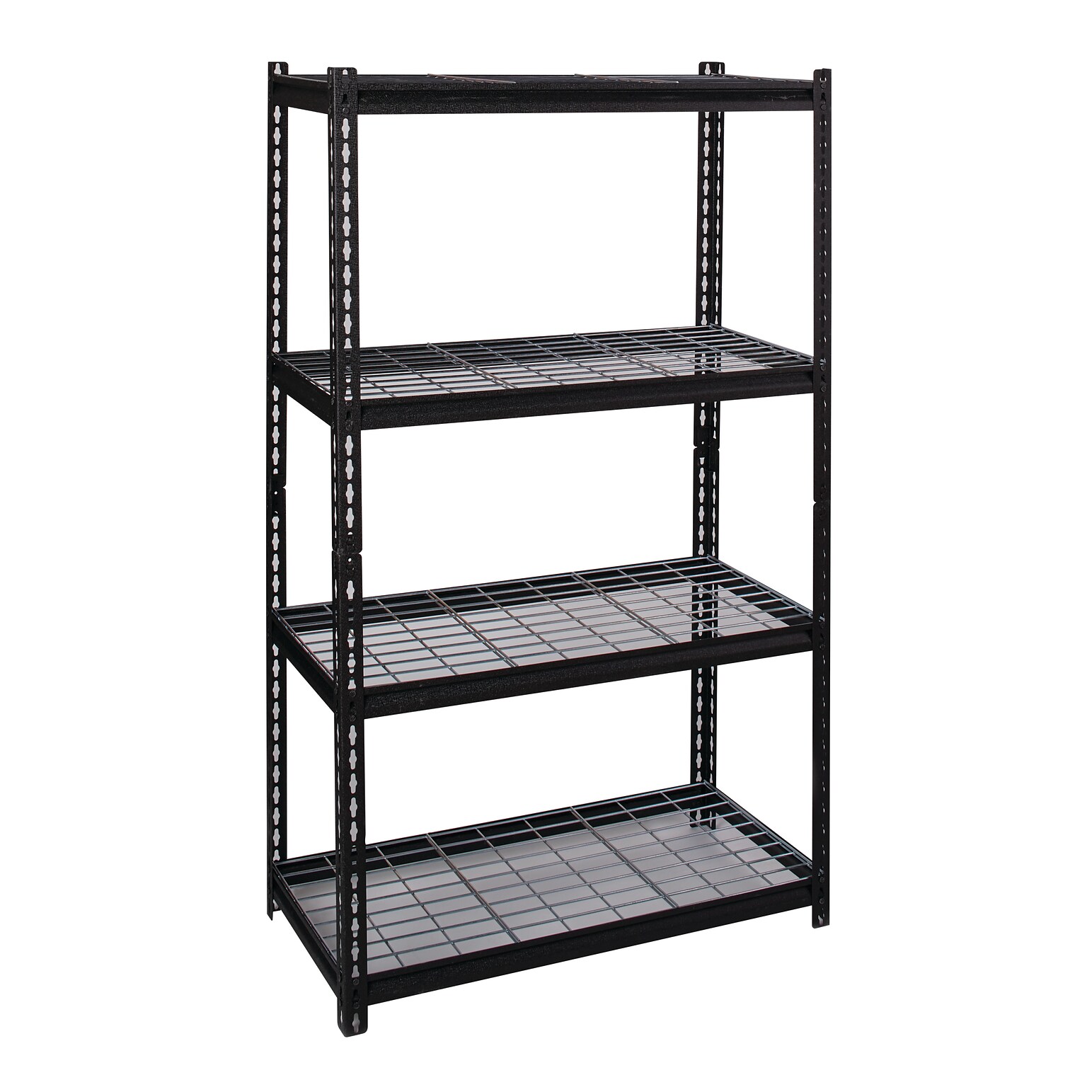 Iron Horse 2300 lb. Wire Rivet Series 4-Shelf Metal/Wire Deck Shelving Unit, 36W, Black (22129)