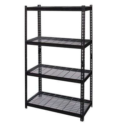 Iron Horse 2300 lb. Wire Rivet Series 4-Shelf Metal/Wire Deck Shelving Unit, 36"W, Black (22129)