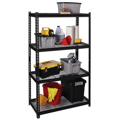 Iron Horse 2300 lb. Wire Rivet Series 4-Shelf Metal/Wire Deck Shelving Unit, 36"W, Black (22129)