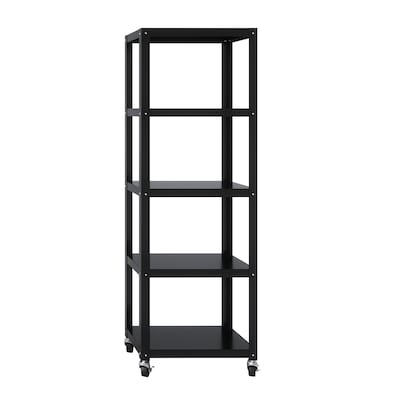 Space Solutions Ready-to-assemble 72-inch High Mobile 5-Shelf Bookcase, Black