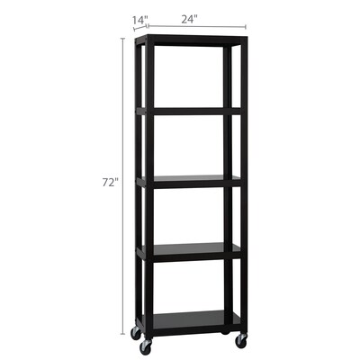 Space Solutions Ready-to-assemble 72-inch High Mobile 5-Shelf Bookcase, Black