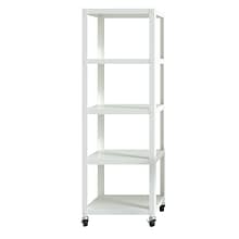 Space Solutions Ready-to-assemble 72-inch High Mobile 5-Shelf Bookcase, White