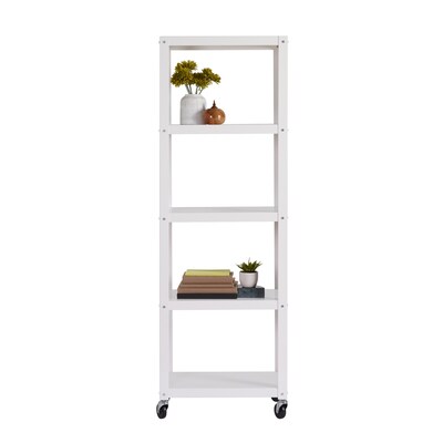 Space Solutions Ready-to-assemble 72-inch High Mobile 5-Shelf Bookcase, White