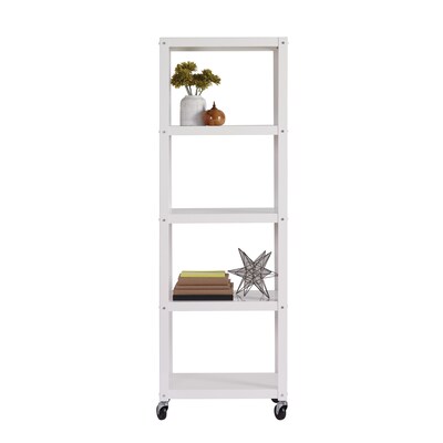 Space Solutions Ready-to-assemble 72-inch High Mobile 5-Shelf Bookcase, White