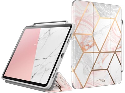 i-Blason iPadPro2020-12.9-Cosmo-Pen-Marble Cosmo Thermoplastic Polyurethane (TPU) Folio for 12.9" iPad Pro, Marble Pink