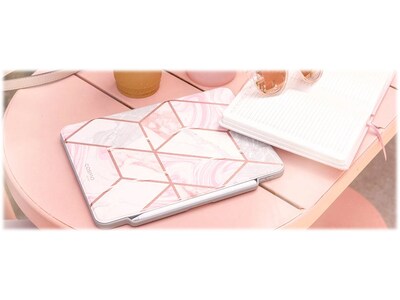 i-Blason iPadPro2020-12.9-Cosmo-Pen-Marble Cosmo Thermoplastic Polyurethane (TPU) Folio for 12.9" iPad Pro, Marble Pink