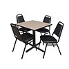 Regency Cain 30 Square Breakroom Table, Beige & 4 Restaurant Stack Chairs, Black (TB3030BE29BK)