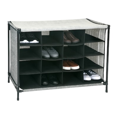 Simplify Shoe Cubby, 16 Compartment, Black (23200-BLACK)