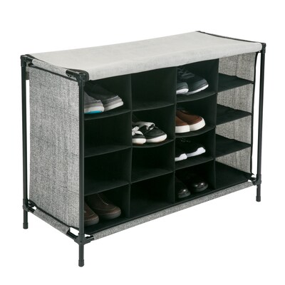 Simplify Shoe Cubby, 16 Compartment, Black (23200-BLACK)