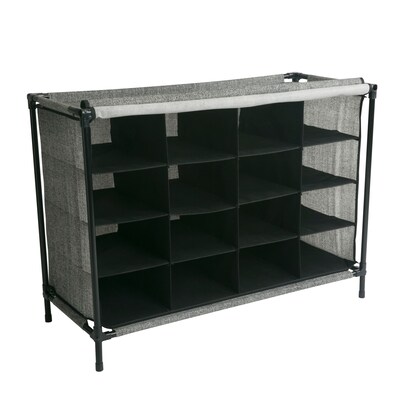 Simplify Shoe Cubby, 16 Compartment, Black (23200-BLACK)