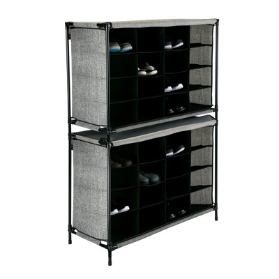 Simplify Shoe Cubby, 16 Compartment, Black (23200-BLACK)