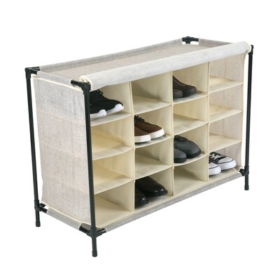 Simplify Shoe Cubby, 16 Compartment, Faux Jute (23200-FEJ)