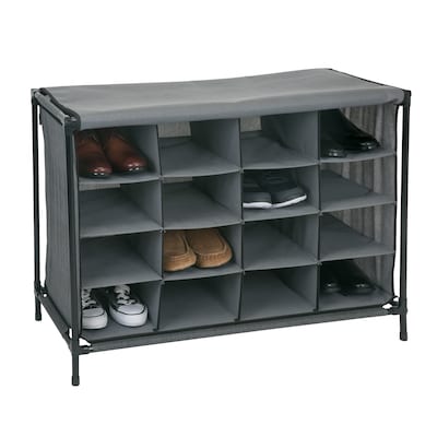 Simplify Shoe Cubby, 16 Compartment, Grey (23200-GREY)