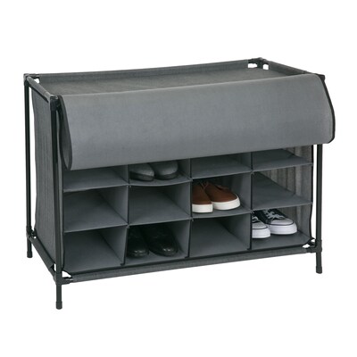 Simplify Shoe Cubby, 16 Compartment, Grey (23200-GREY)