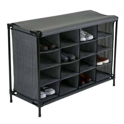 Simplify Shoe Cubby, 16 Compartment, Grey (23200-GREY)