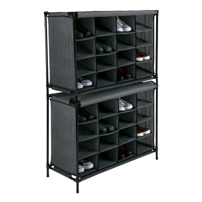 Simplify Shoe Cubby, 16 Compartment, Grey (23200-GREY)