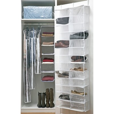 Simplify Over the Door Shoe Caddy, 26 Pocket, Crystal Clear (26369)