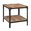 Walker Edison Angle Iron Rustic Wood End Table, Set of 2 - Barnwood (SP20AISTBW)