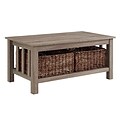 Walker Edison 40 Wood Storage Coffee Table with Totes - Driftwood (SP40MSTAG)