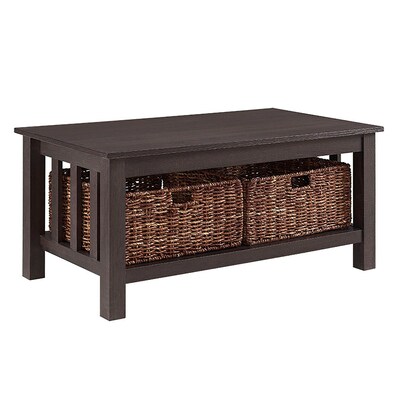 Walker Edison 40 Wood Storage Coffee Table with Totes - Espresso (SP40MSTES)