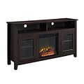 Walker Edison 58 Wood Highboy Fireplace Media TV Stand Console - Espresso (SP58FP18HBES)