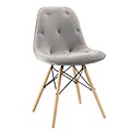 Walker Edison Grey Upholstered Eames Dining Kitchen Chairs - Set of 2 SPH18UGY)