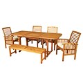 Walker Edison 6-Piece Brown Acacia Patio Dining Set with Cushions (SPW6SBR)