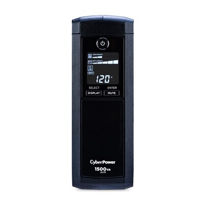 CyberPower Intelligent LCD 1500VA UPS, 12-Outlets, Black  (CP1500AVRLCD)