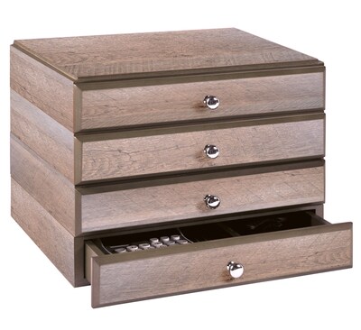 Bindertek Stacking Wood Desk Organizers, 4 Supply Drawer Kit (WK7-DR)