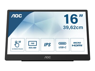 AOC 16T2 15.6 LED Monitor, Black