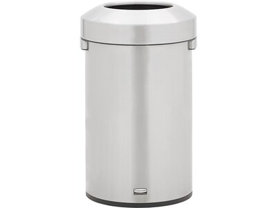 Rubbermaid Refine Stainless Steel Trash Can with Open Lid, 16 Gallons, Silver (2147583)