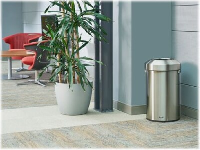 Rubbermaid Refine Stainless Steel Trash Can with Open Lid, 16 Gallons, Silver (2147583)