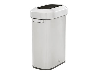 Rubbermaid Refine Stainless Steel Indoor Trash Can with Open Lid, 15 Gallon, Silver (2147581)