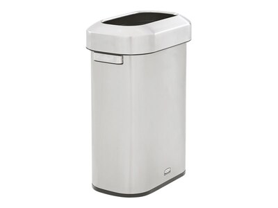 Rubbermaid Refine Stainless Steel Indoor Trash Can with Open Lid, 15 Gallon, Silver (2147581)