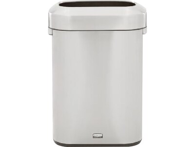 Rubbermaid Refine Stainless Steel Indoor Trash Can with Open Lid, 15 Gallon, Silver (2147581)